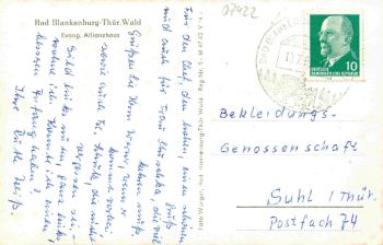 Bad Blankenburg evangelisches Allianzhaus o 1962
