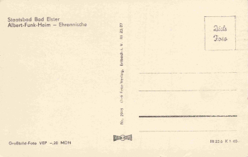 Bad Elster Vogtland Albert-Funk-Heim Ehrennische * 1965