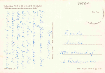 Bad Frankenhausen Gasthaus zum Adler o 1967