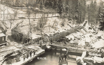 01816 Gottleubathal Aufräumarbeiten nach dem Hochwasser Echtfoto 12.12.1927