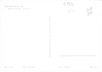 01816 Bad Gottleuba Klink Sanatorium Station 6 * 1971