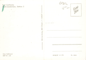 01816 Bad Gottleuba Klink Sanatorium Station 3 * 1973