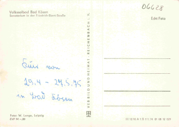 Bad Kösen Sanatorium Friedrich Eberrt Strasse gebraucht 1975
