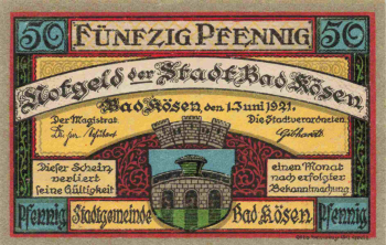 Bad Kösen emergency money note, 50 Pfennig, 1921