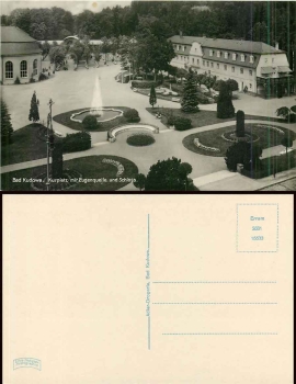Bad Kudowa Kreis Glatz Kurplatz mit Eugenquelle u. Schloss * um 1930