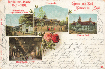 Bad Salzbrunn Jubiläumskarte 1601-1901 Schlesien Szczawno-Zdrój  Litho o 1901