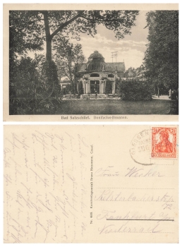 36364 Bad Salzschlirf railway postmark Giessen Fulda train 556 1918