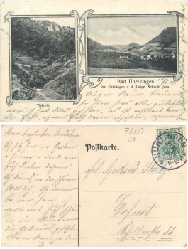 73337 Bad Uberkingen postcard o 15.6.1908