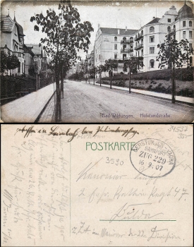 Bad Wildungen Hufelandstrasse Bahnpost Zug 229 Gerstungen - Vacha o 16.09.1907