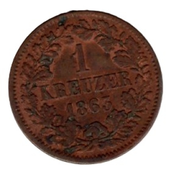 Baden 1 Kreuzer 1863 Friedrich I. Scheidemünze