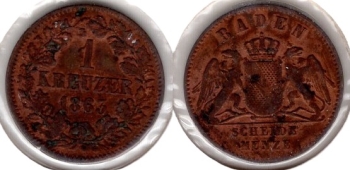 Baden 1Kreuzer 1863 coin