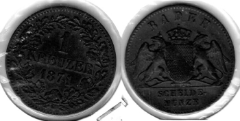 Baden 1Kreuzer 1871 coin