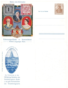 Baden golden wedding of the Grand Duke couple private postal stationery 3 Pfennig Germania 1906 *