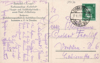 01773 Baerenfels Erzgebirge Kurhaus Kaiserhof Hotel Felsenburg o 1927