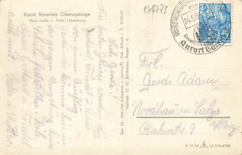 01773 Baerenfels Erzgebirge Haus Lydia Hotel Felsenburg o 1955