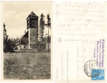 09471 Barenstein Erzgebirge stamp children's holiday camp VEB Stahl and Walzwerk Gröditz o July 13, 1954