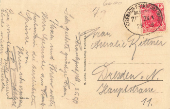 Frankfurt Main Hinter dem Lämmchen Zum Mohrenkopf o 25.5.1918 Bahnpost Eisenach - Frankfurt Zug Nr. 243 