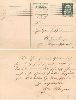 Bavaria Kingdom postal stationary 5 Pfennig o 24.3.1912
