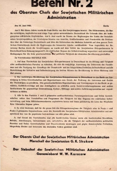 Order No.2 of the Supreme Chief of the Soviet Military Administration Berlin June 10, 1945
