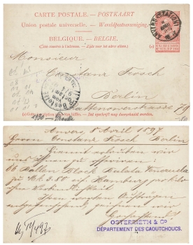 Belgium 10 cent postal stationery o April 8, 1897 to Berlin