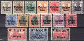 Belgien deutsche Besetzung 10-25 * ungebraucht mit Falz auf Germania 1.WK