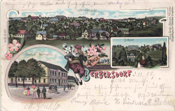 09661 Berbersdorf Striegistal Sachsen Schule Gasthof Litho o 1900