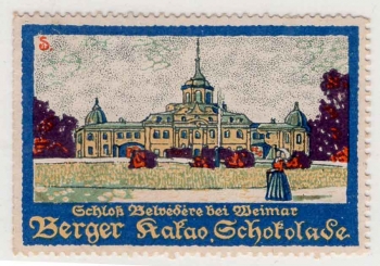 Berger Kakao Schokolade Werbung, Vignetten Schloß Belvedere bei Weimar