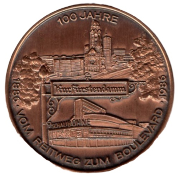 Berlin 100 Jahre Kurfuerstendamm Medaille Kupfer 1986