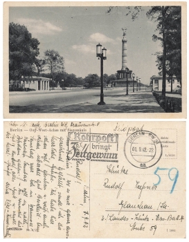 Berlin Feldpost WWII advertising stamp pneumatic tube o Berlin SW 11 1.9.1942