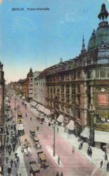 Berlin Friedrichstrasse, old postcard, c. 1917