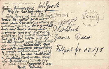 Berlin Schloss und Nationaldenkmal alte Ansichtskarte o 1940