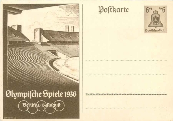Berlin Olympische Spiele 1936 Ganzsache 6 Pfennig