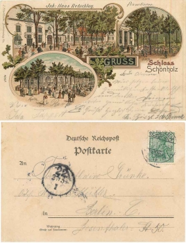 Berlin Schloss Schönholz Gruss aus Litho o ca. 1900