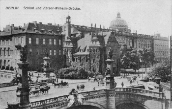 Berlin Schloss und Kaiser Wilhelm Brücke alte Ansichtskarte o 1916