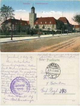 Spandau Berlin Landesturnanstalt Feldpost Preuss. Pionier-Bataillon von Rauch o 06.08.1917