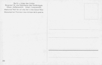 Berlin, Unter den Linden, memorial – vintage postcard, c. 1940