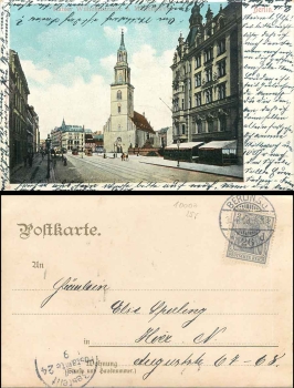 Berlin Wilhelmstrasse und Marienkirche o 31.8.1903