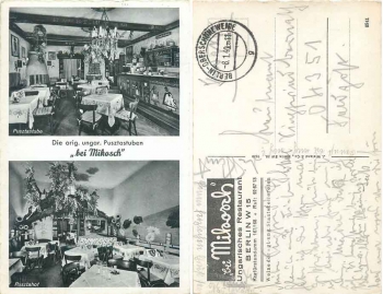 Wilmersdorf Berlin Kurfürstendamm 167 Mikosch Hungarian Restaurant o 8.1.1940