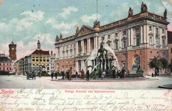 Berlin Marstall and Palace Fountain, original vintage postcard, c. 1903