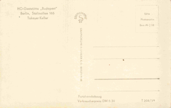 Berlin, Stalinallee 165, "Budapest" restaurant, interior view * 1959