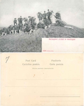 Bersaglieri ciclisti in montagna Italy military cyclists * around 1900
