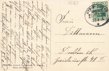 02763 Bertsdorf Bahnhof  Bahnpoststempel Oybin-Zittau ZUG 5798 o 1915