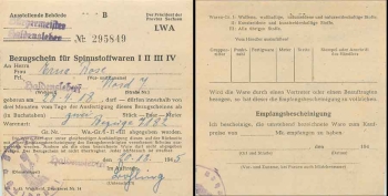 Haldensleben Procurement slip for spinning goods in the province of Saxony 20.12.1945