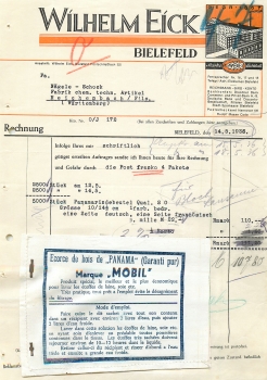 Bielefeld Sackfabrik Wilhelm Eick Briefkopf mit Muster1936 