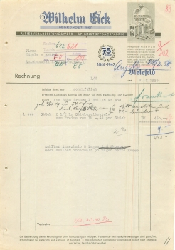 Bielefeld Papierverarbeitungswerk Wilhelm Eick Briefkopf 1950 