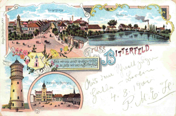 Bitterfeld Gruss aus... Litho mit Wasserturm o 1900