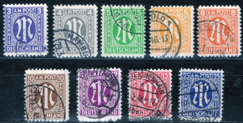 Allied occupations Bizone 1-9 o postage stamps American print stamped