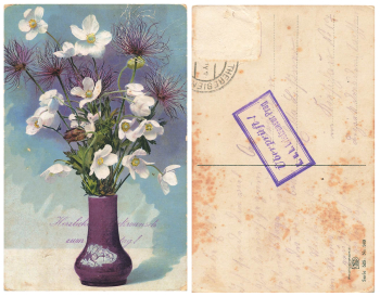Flower Photochromy Series 595 No 969 Verified K.u.K. Letter censorship in Prague around 1918