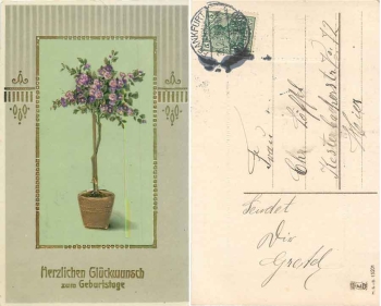 Blumenstock Goldschnittkarte o 26.2.1915