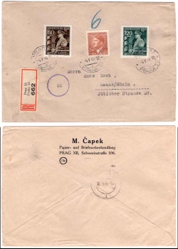 Bohemia and Moravia Michel 136 137 on R-Brief o Prague 33 4.5.1944